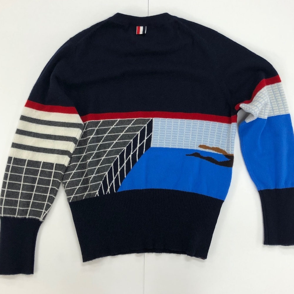 Thom Browne, 4-Bar Poolside Intarsia Pullover - Picture 2 of 4